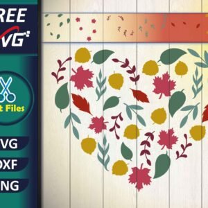 Autumn Leaves Heart Shaped SVG Free