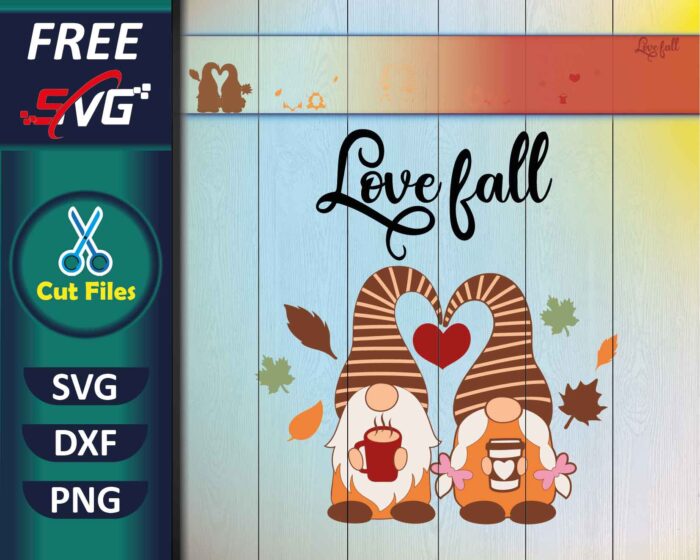 Gnomes Love fall SVG Free