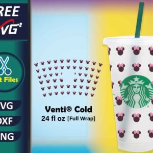 Minnie mouse Starbucks cup full wrap SVG Free