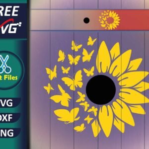 Sunflower SVG Free Butterfly