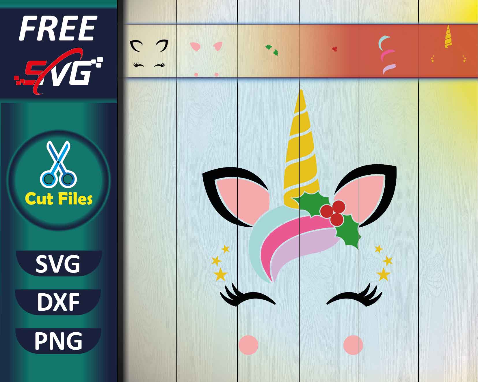 Unicorn Christmas SVG Free | freesvg.art