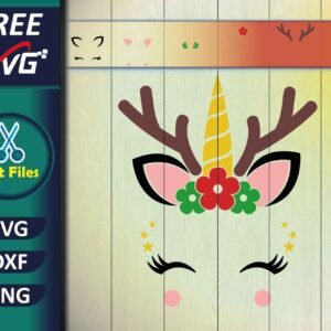 Unicorn Reindeer SVG Free