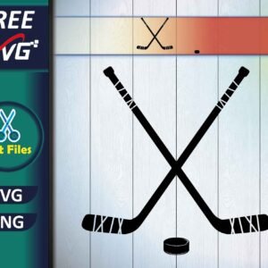 Crossed Hockey Sticks and Hockey Puck SVG Free