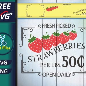 Fresh Picked Strawberries SVG Free