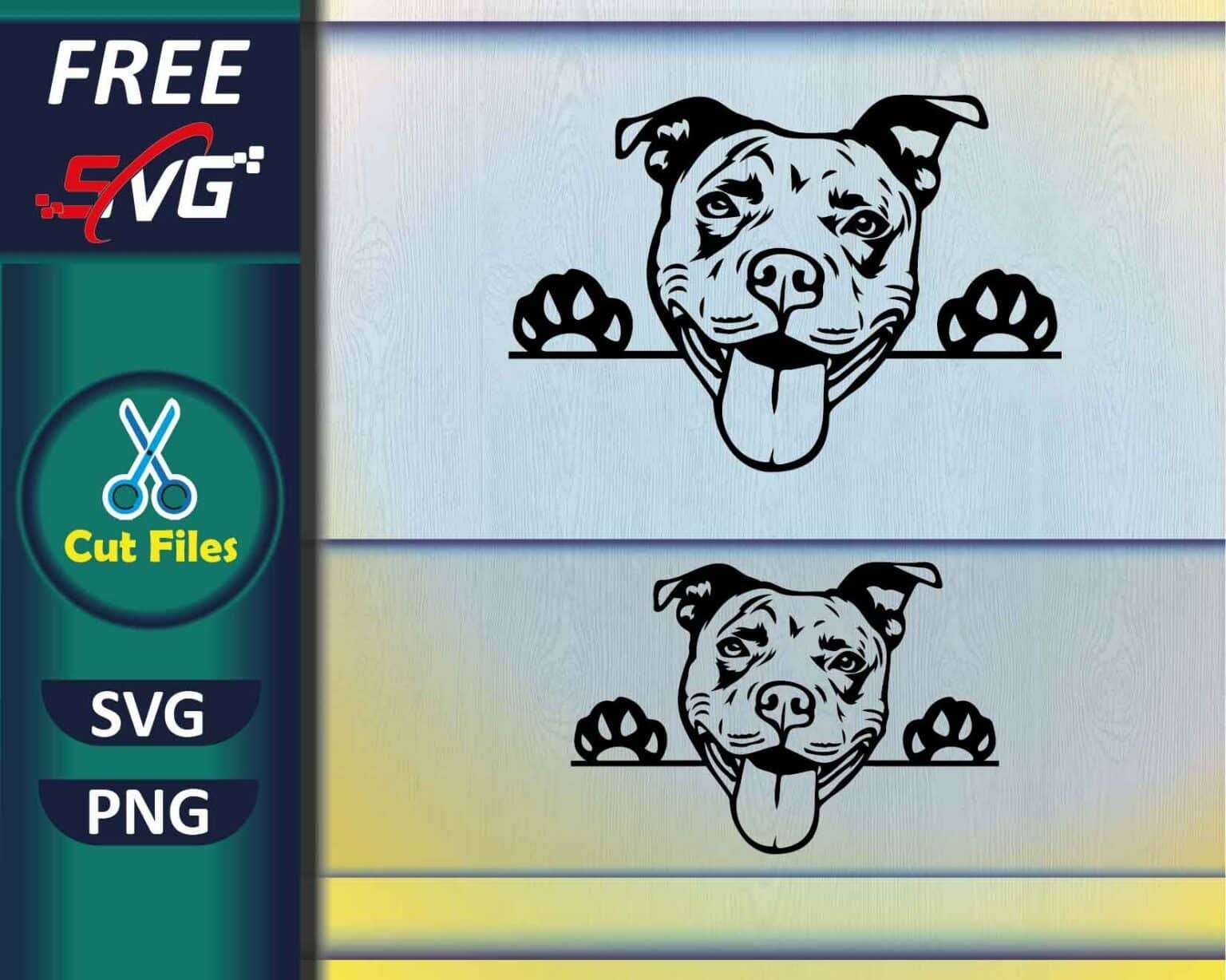 Pitbull Dog Peeking Peek SVG Free, Cut files for Cricut