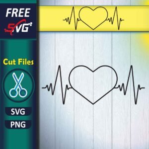 Heartbeat with the heart SVG Free