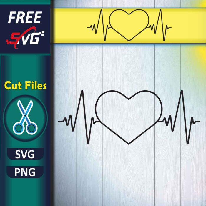 Heartbeat with the heart SVG Free