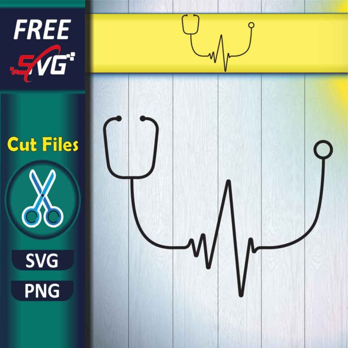 <strong>Stethoscope Heartbeat SVG Free.</strong> Free download PNG | SVG files for Cricut, Silhouette Cameo, or Brother Scan N Cut.