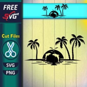 Beach and Dolphin Scene SVG Free for Cricut