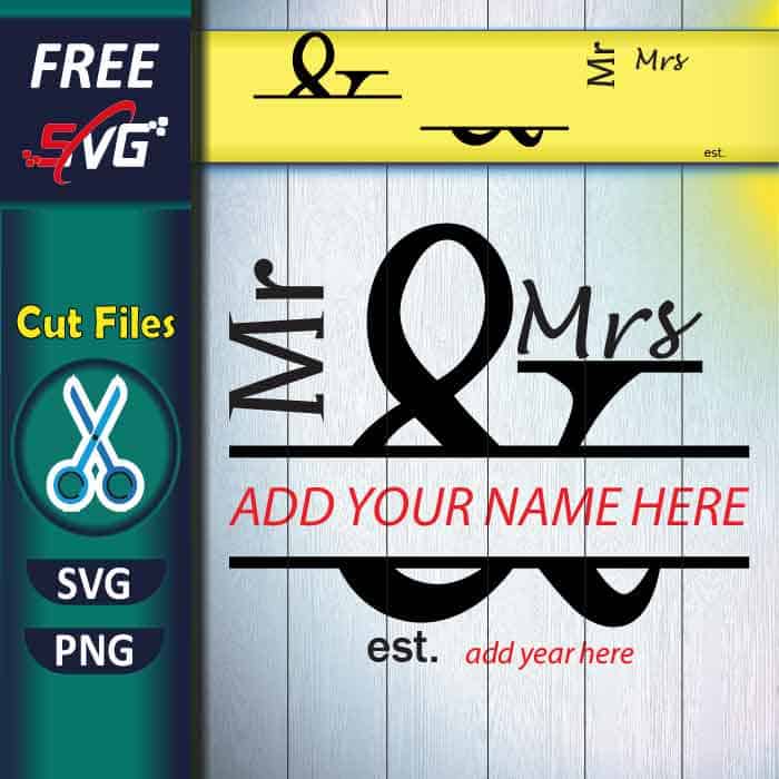 Mr. and Mrs. Split Monogram SVG Free, Wedding SVG Free