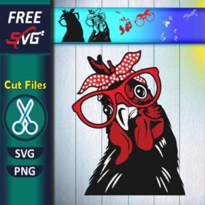 Chicken with Bandana glasses SVG Free for Cricut, Farm animal SVG free