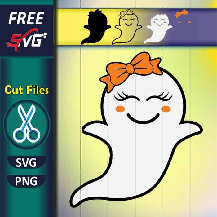 Ghost with Bow SVG free, cute ghost SVG | Halloween SVG free