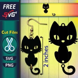 Cat dangle earrings SVG Free, cat earring SVG free, Svg cut files