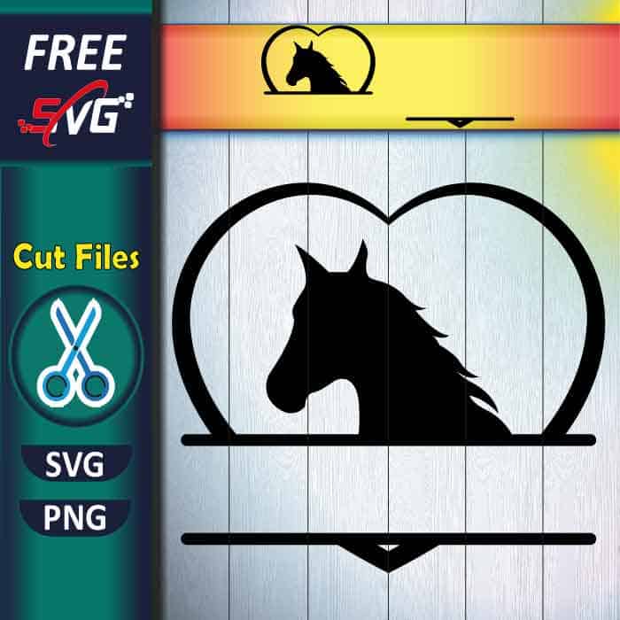 Horse Monogram SVG free, Horse Split Name Frame SVG, Horse heart SVG free