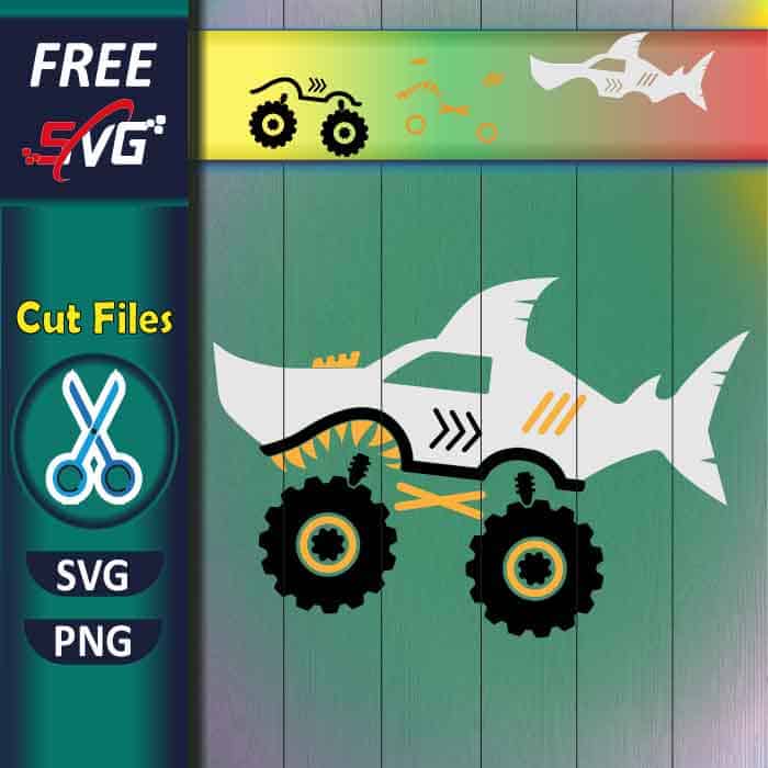 Shark Monster Truck SVG free Cut File for Cricut