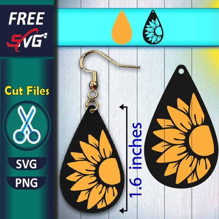 Sunflower Earrings SVG Free, sunflower earring template SVG free