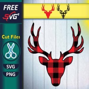 Buffalo Plaid deer head Svg free