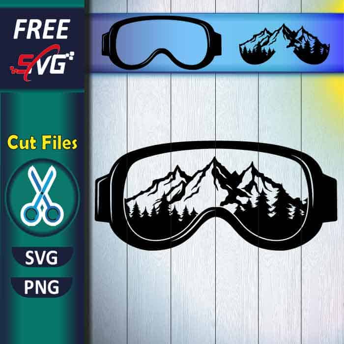 Ski goggles SVG free, mountains and trees SVG