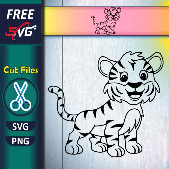 baby tiger SVG free, tiger outline Svg