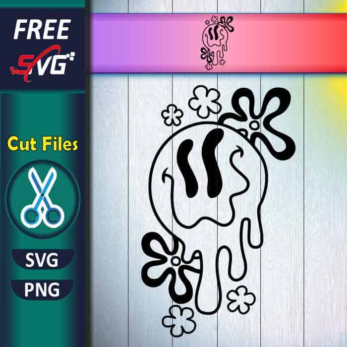 Drippy Smiley SVG free, emoji for Cricut