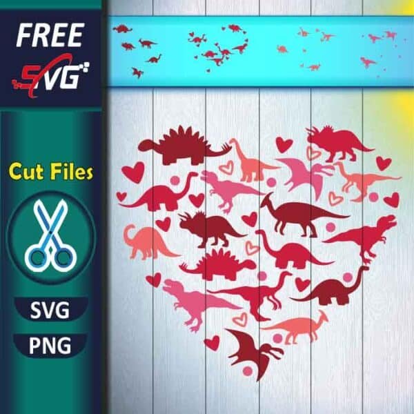 Colored Dinosaur Heart SVG free - Free SVG Files