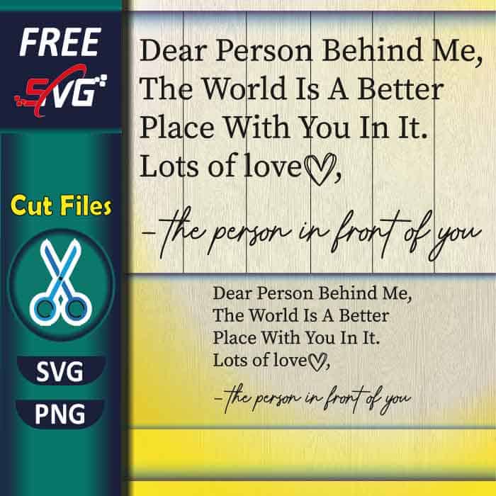 Dear person behind me SVG free