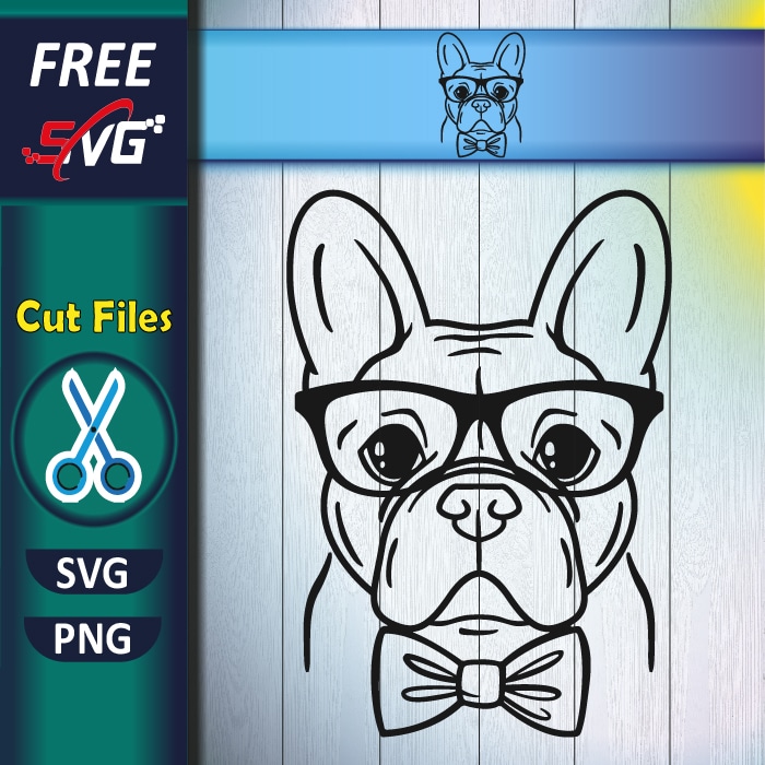 French bulldog with sunglasses SVG free