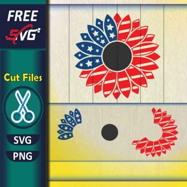 American flag sunflower SVG free, patriotic sunflower SVG