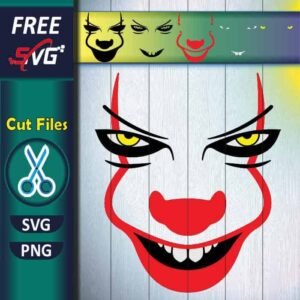 Pennywise face SVG free - Pennywise the Clown SVG - Scary Clown SVG
