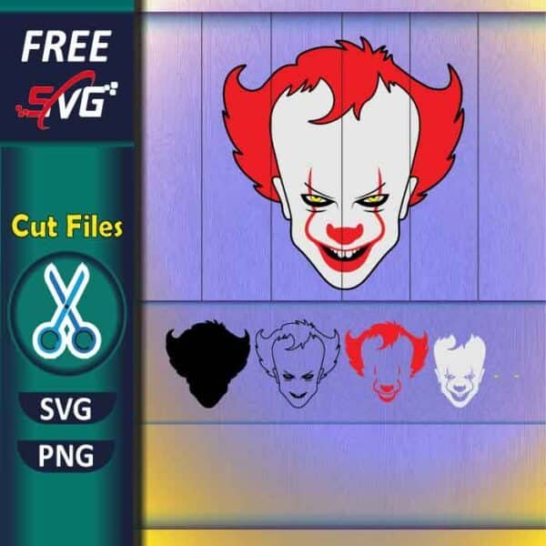 Pennywise SVG free - pennywise face layered SVG for Cricut