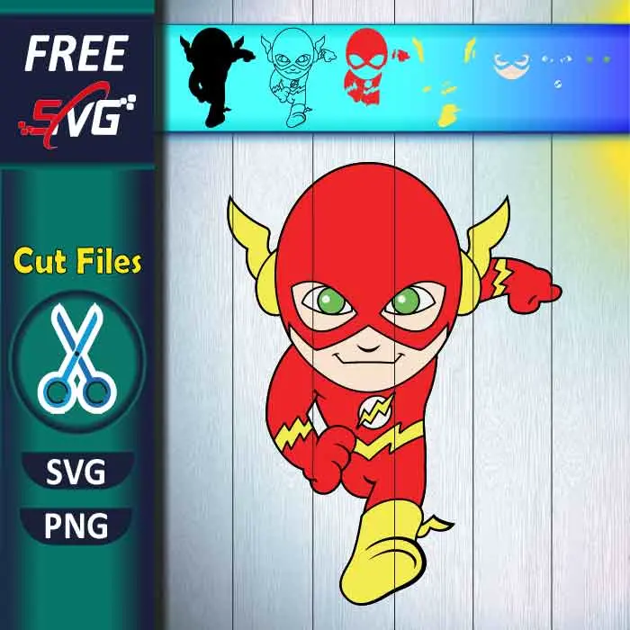 Chibi Flash Superhero SVG Free - Cartoon Superheroes