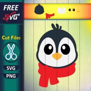 Boy Penguin with Scarf SVG Free - Cute Penguin SVG