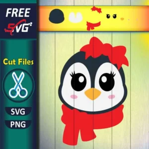Girl Penguin with Scarf and Bow SVG Free