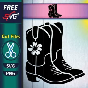Free Sunflower Cowgirl Boots SVG PNG for Cricut Projects Western Floral Cut File
