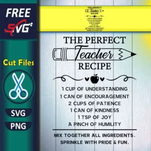 Free Teacher Recipe SVG - Perfect Appreciation Cut File for Cricut, Silhouette