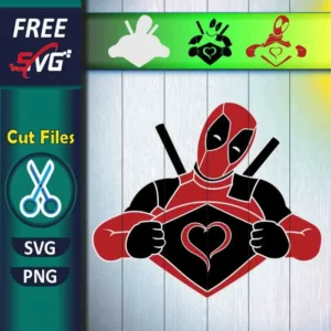 Free Deadpool Ripping Shirt SVG PNG for Cricut Superhero Heart Cut File