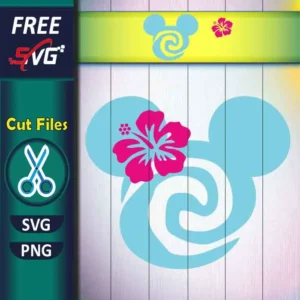 Free Mickey Mouse Moana SVG PNG for Cricut Tropical Disney Ears Hibiscus Flower Design